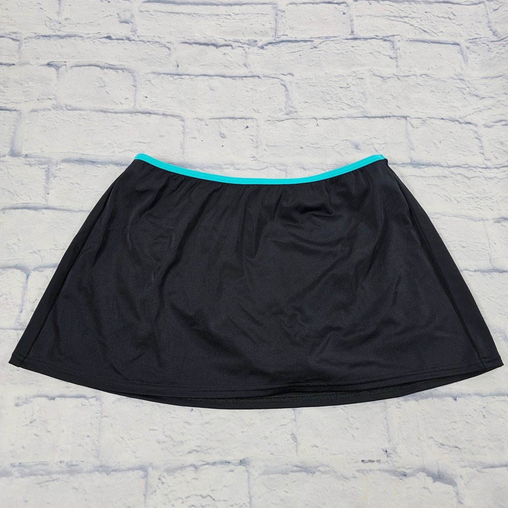 Victoria's Secret Swim Skirt Women S Black Turquoise Built-in Brief Sporty Skort